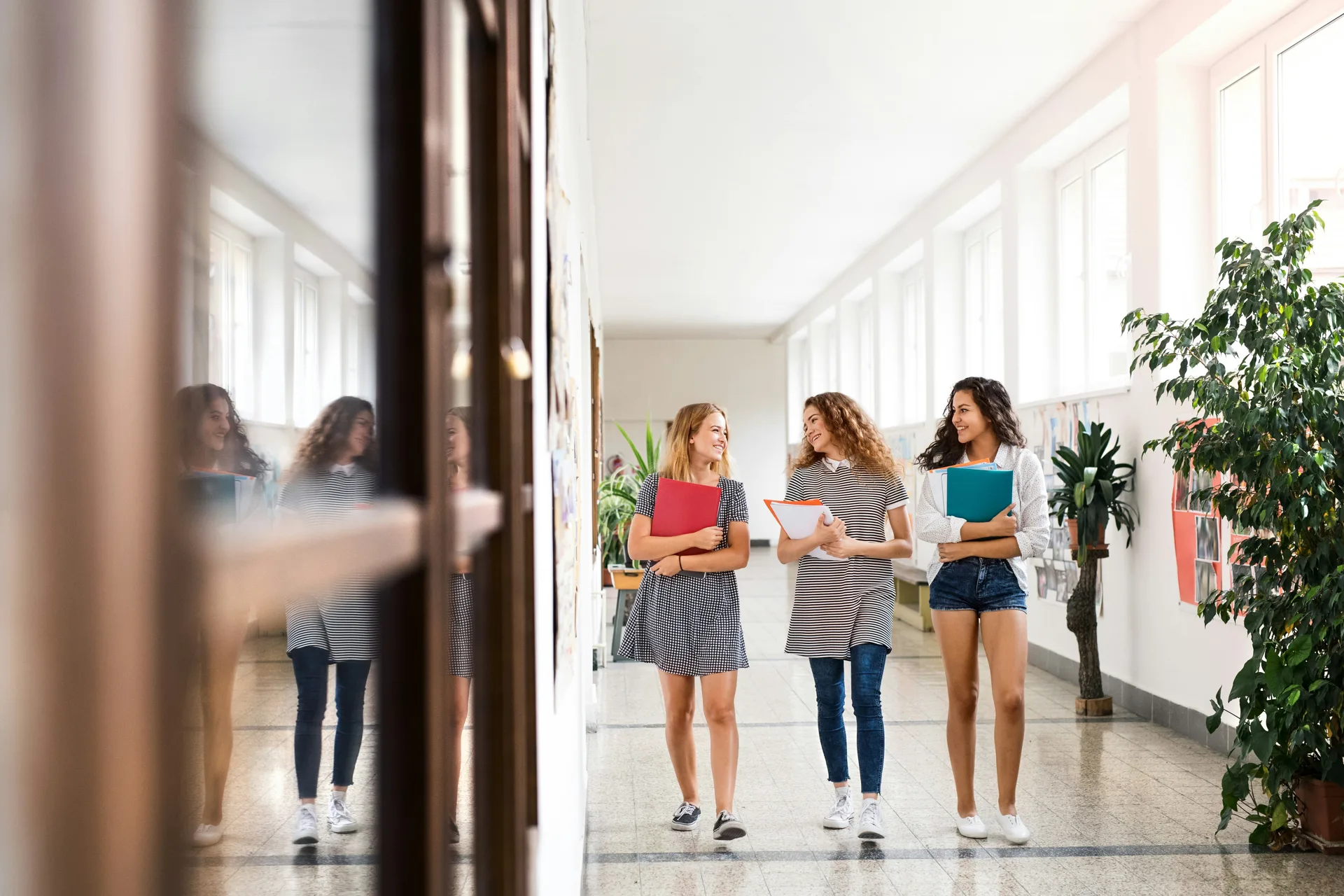 polished concrete hallway in a Las Vegas school