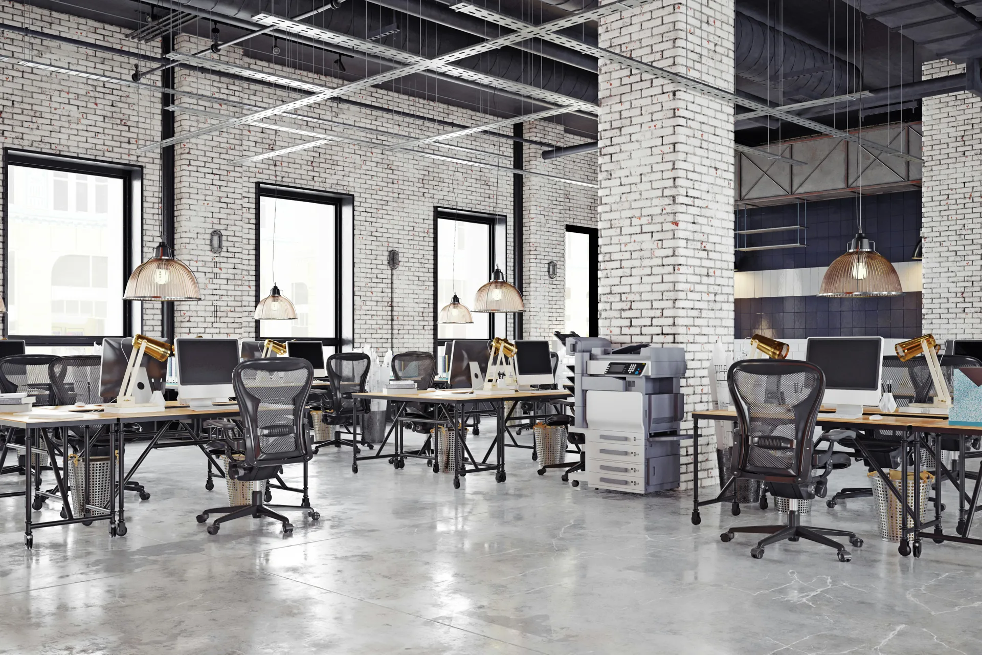 polished concrete floor in a Las Vegas loft office space