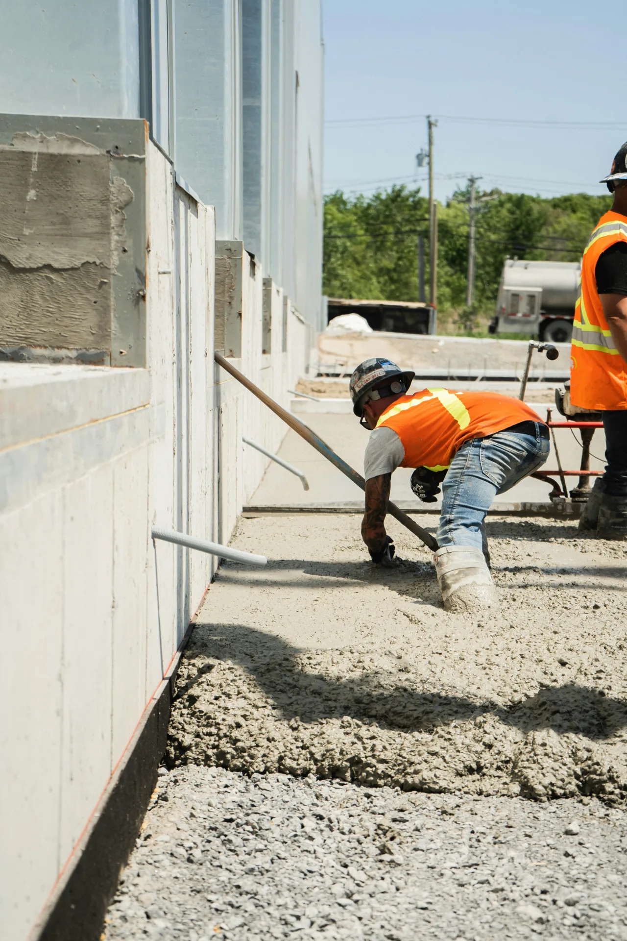 commercial concrete sidewalk pour being finished in Las Vegas