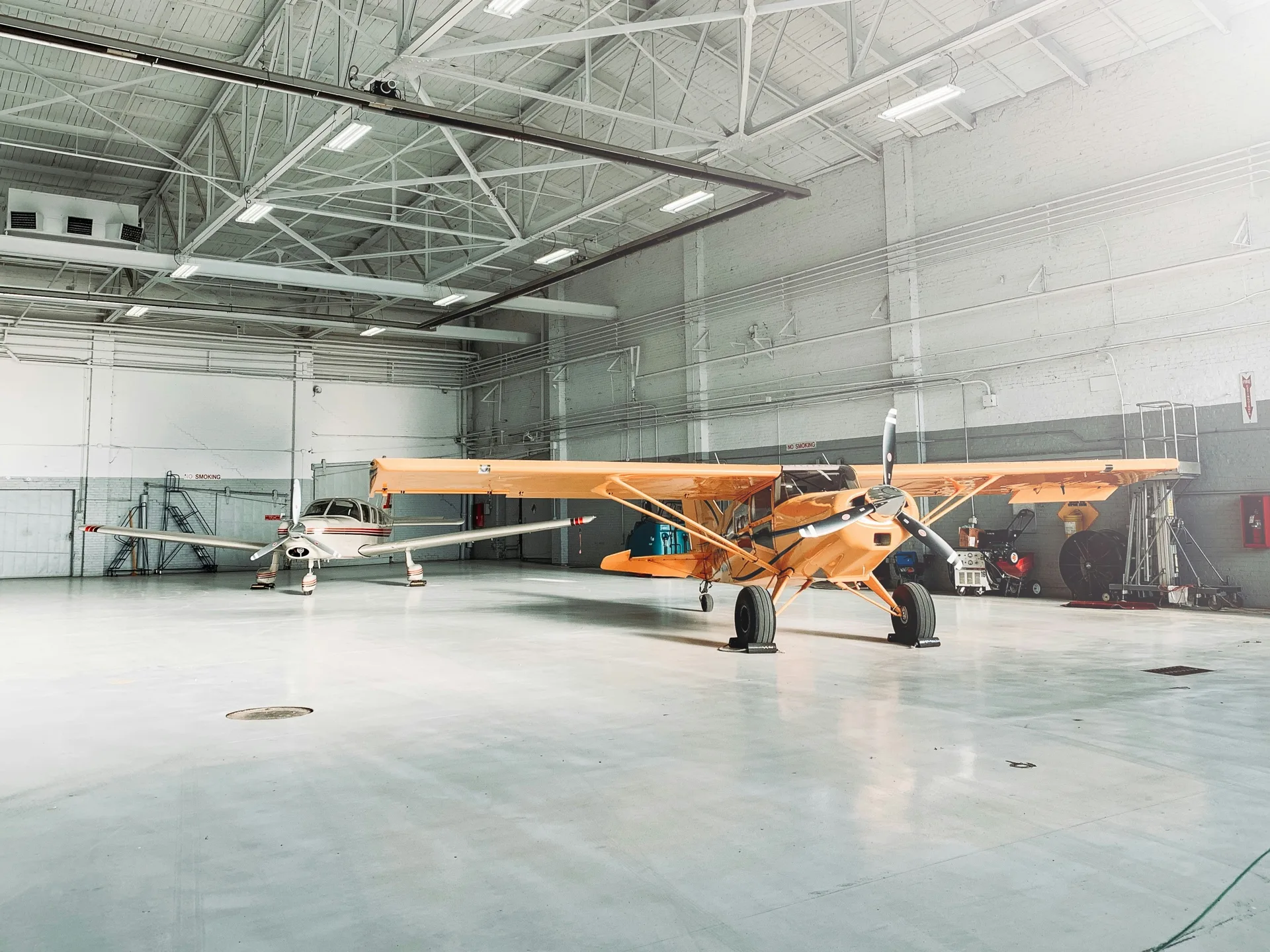 epoxy-coated aircraft hangar floor in a Las Vegas facility