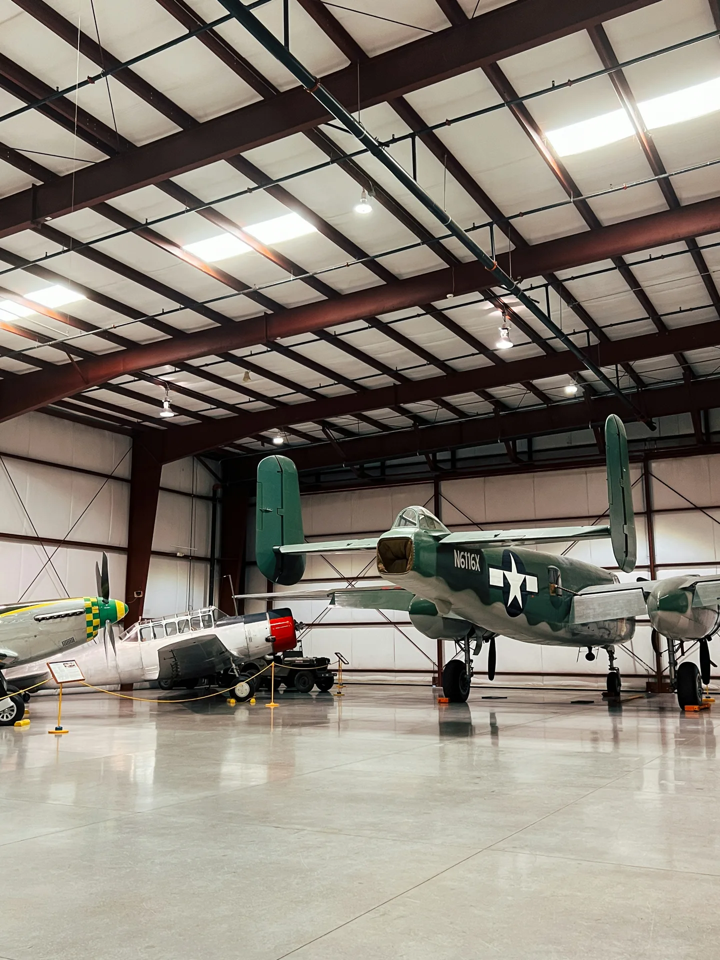 high-gloss concrete hangar floor with a vintage aircraft in Las Vegas