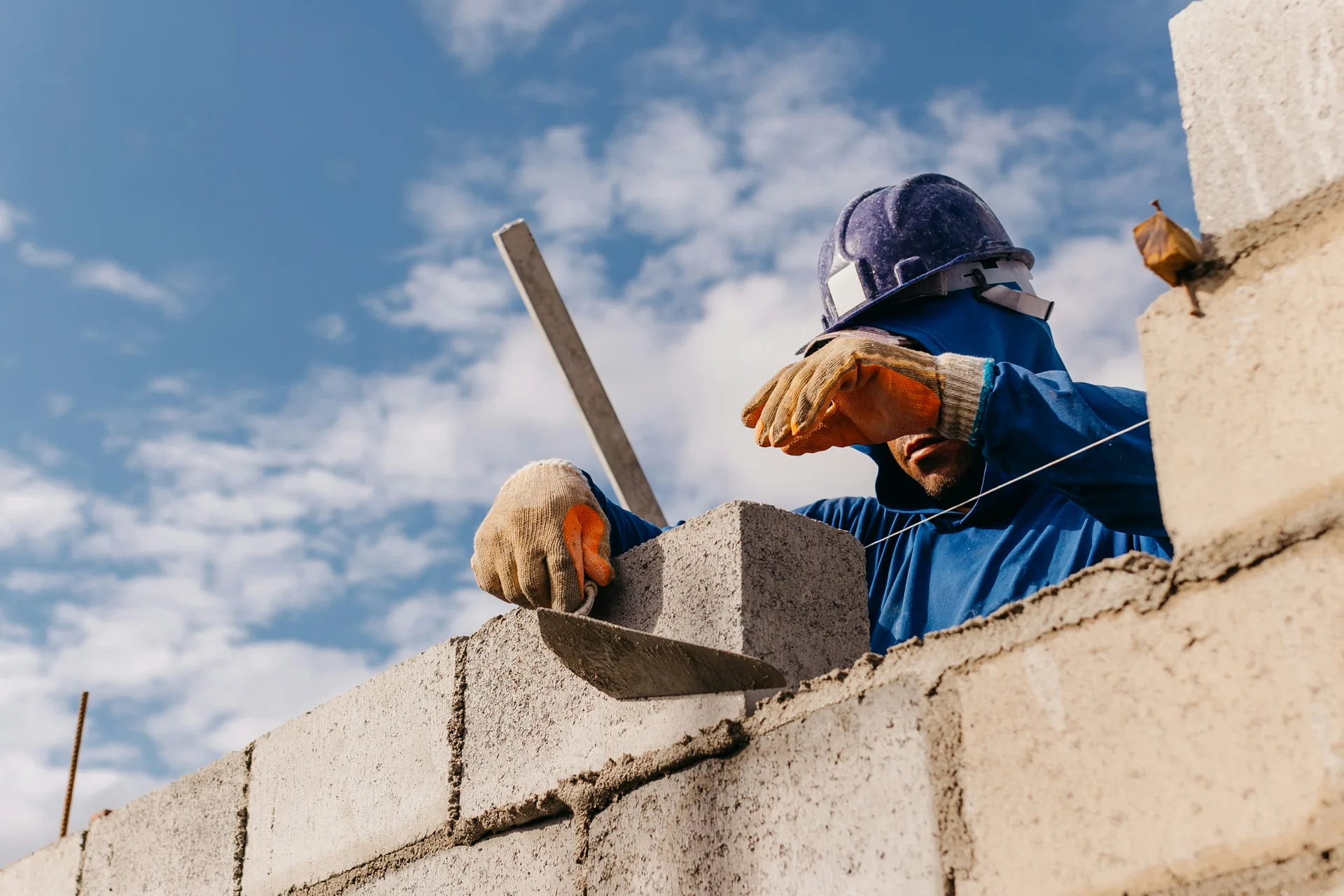 commercial block retaining wall under construction in Las Vegas