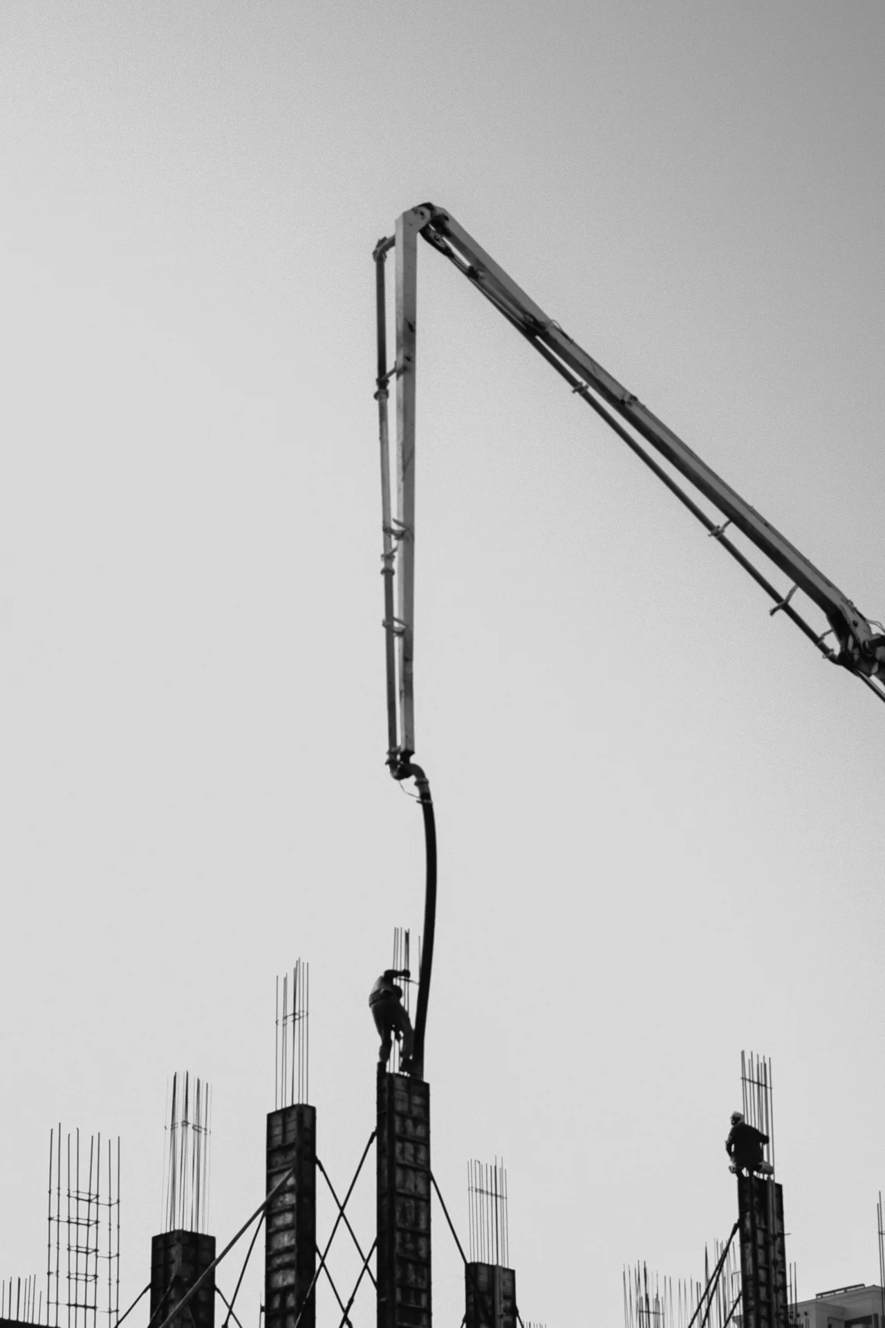 concrete pump and rebar on a tilt-up construction site in Las Vegas