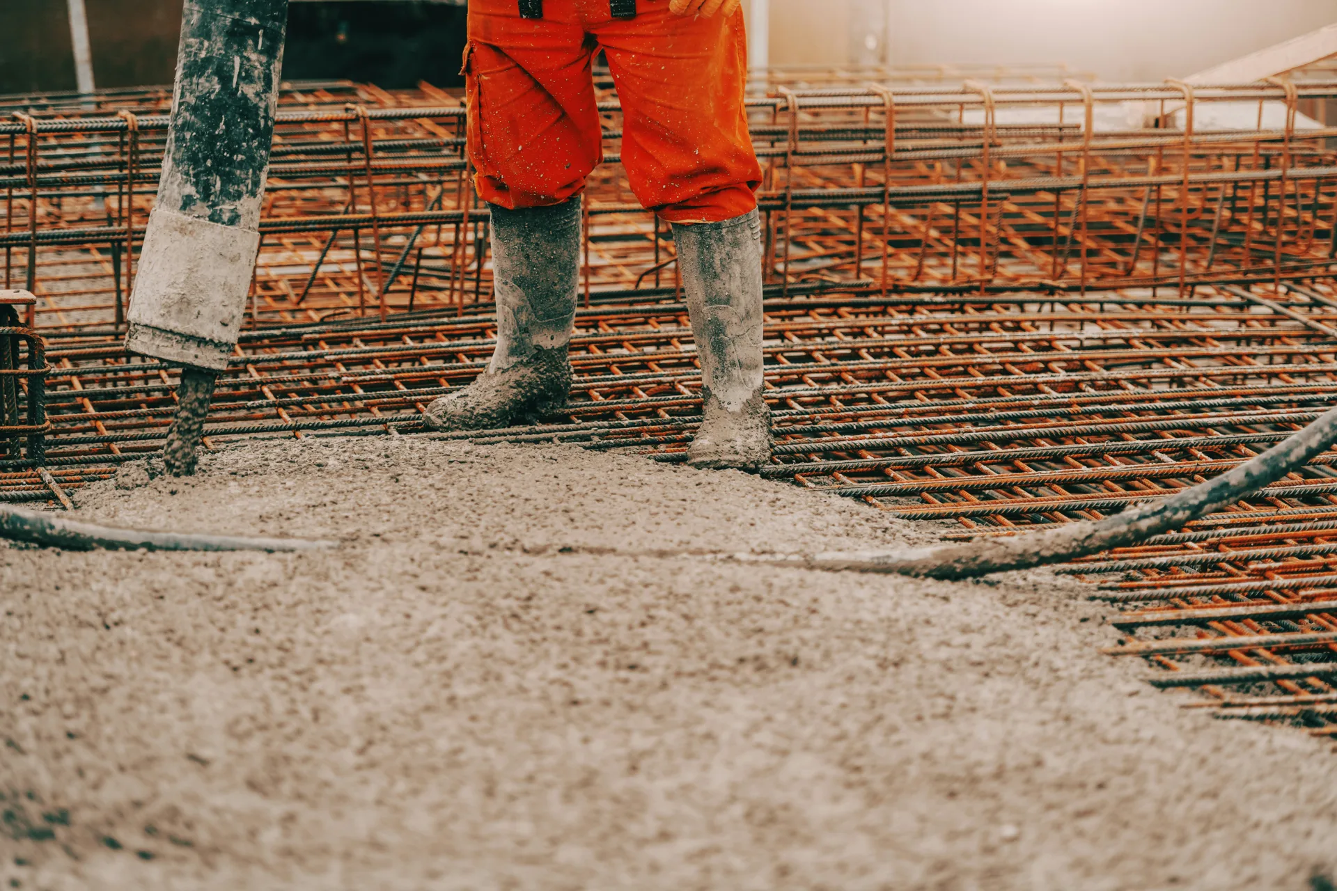 concrete pump operator placing concrete with a coiled hose in Las Vegas