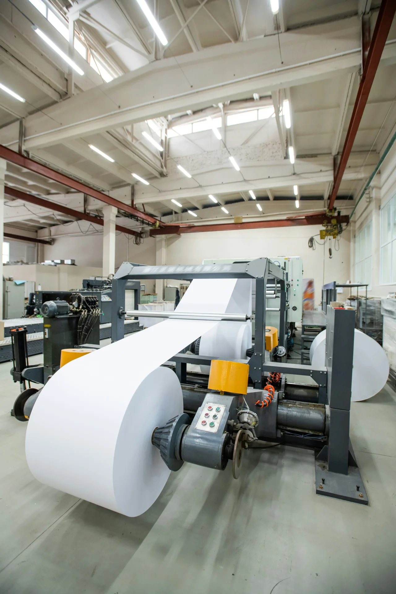 industrial concrete floor under a Las Vegas printing press