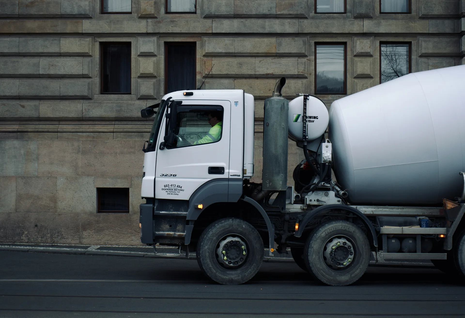 ready-mix concrete truck delivering on a Las Vegas pour
