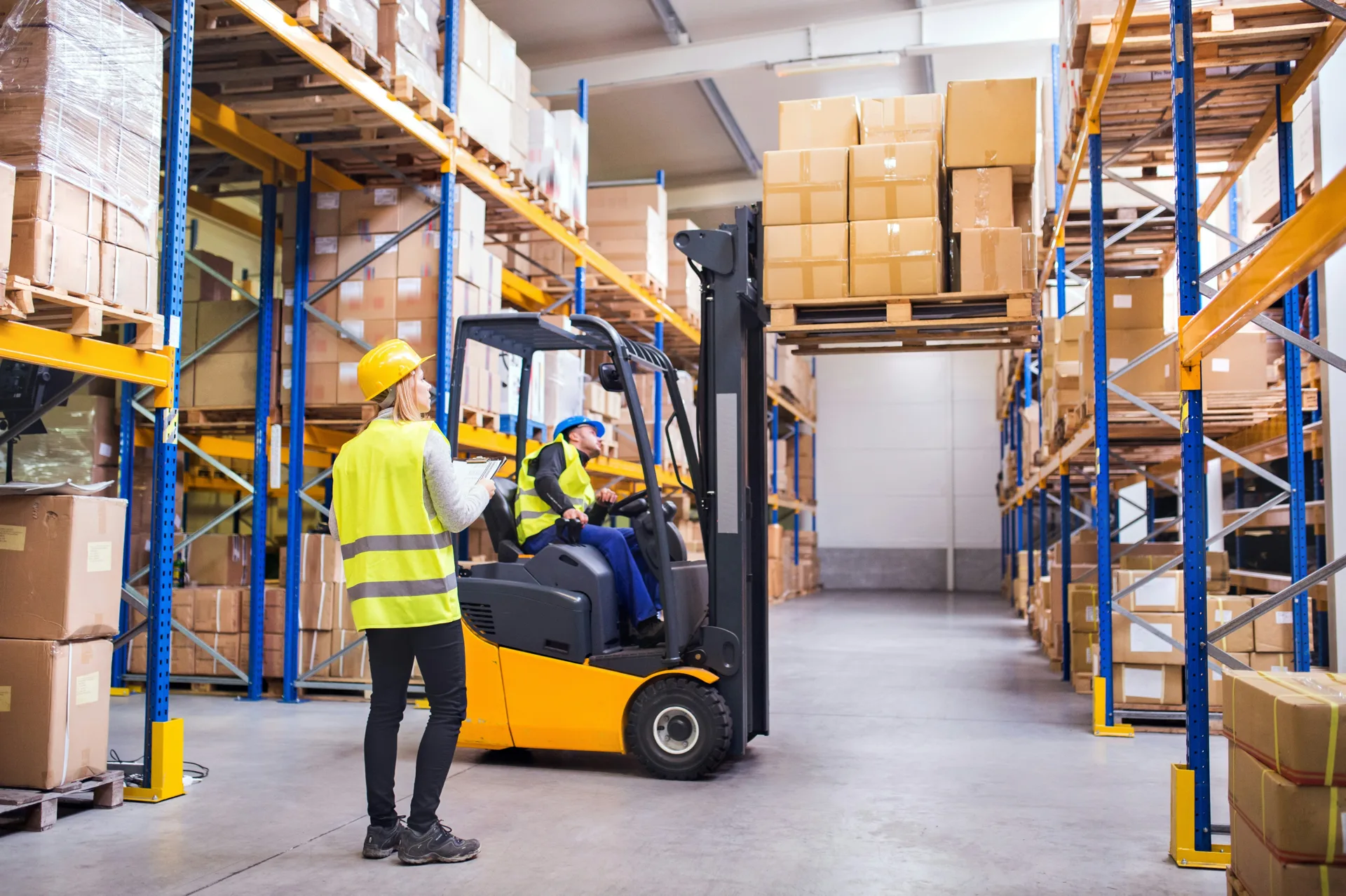 forklift on a finished warehouse concrete floor in Las Vegas