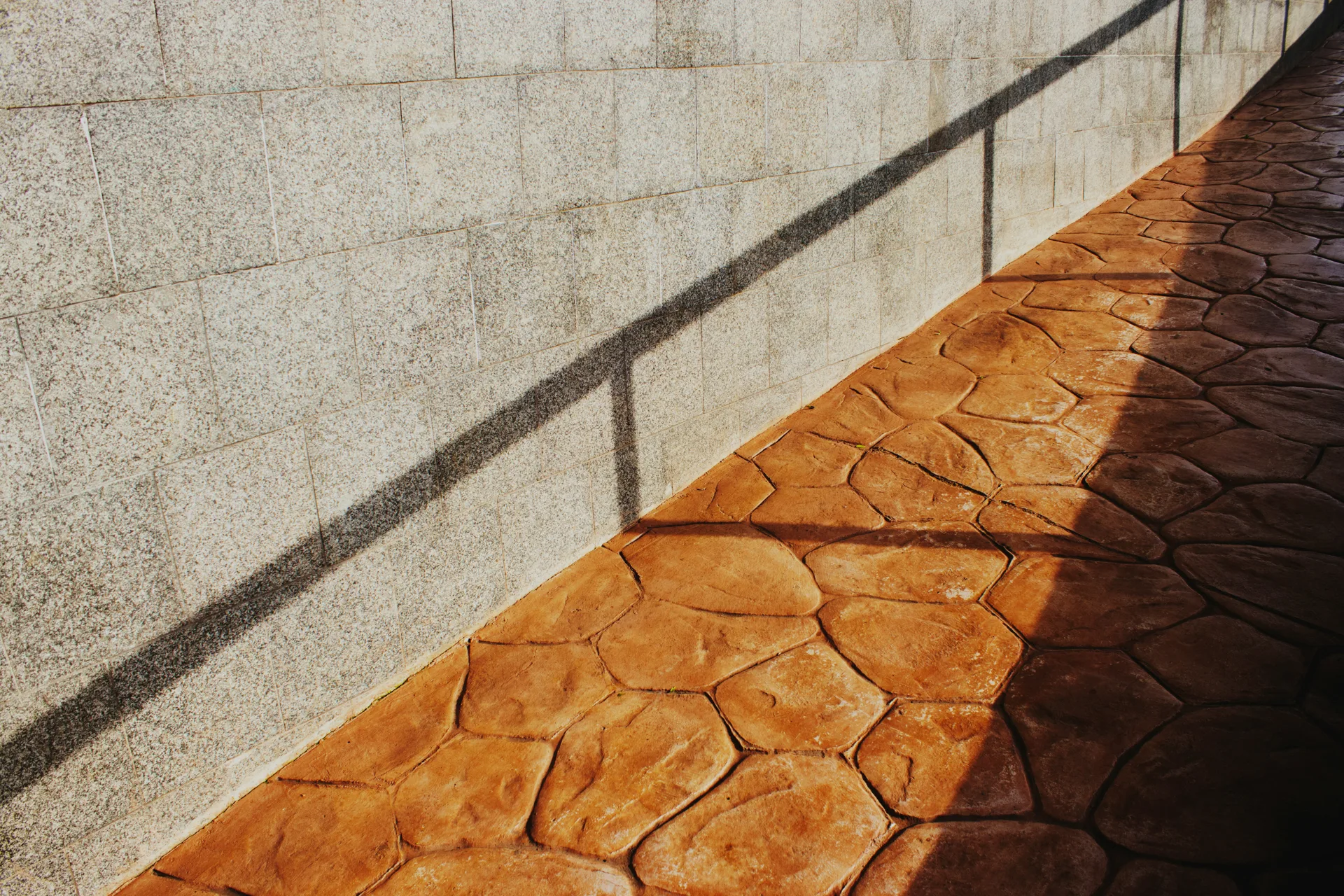 decorative stamped concrete flagstone walkway at a Las Vegas home