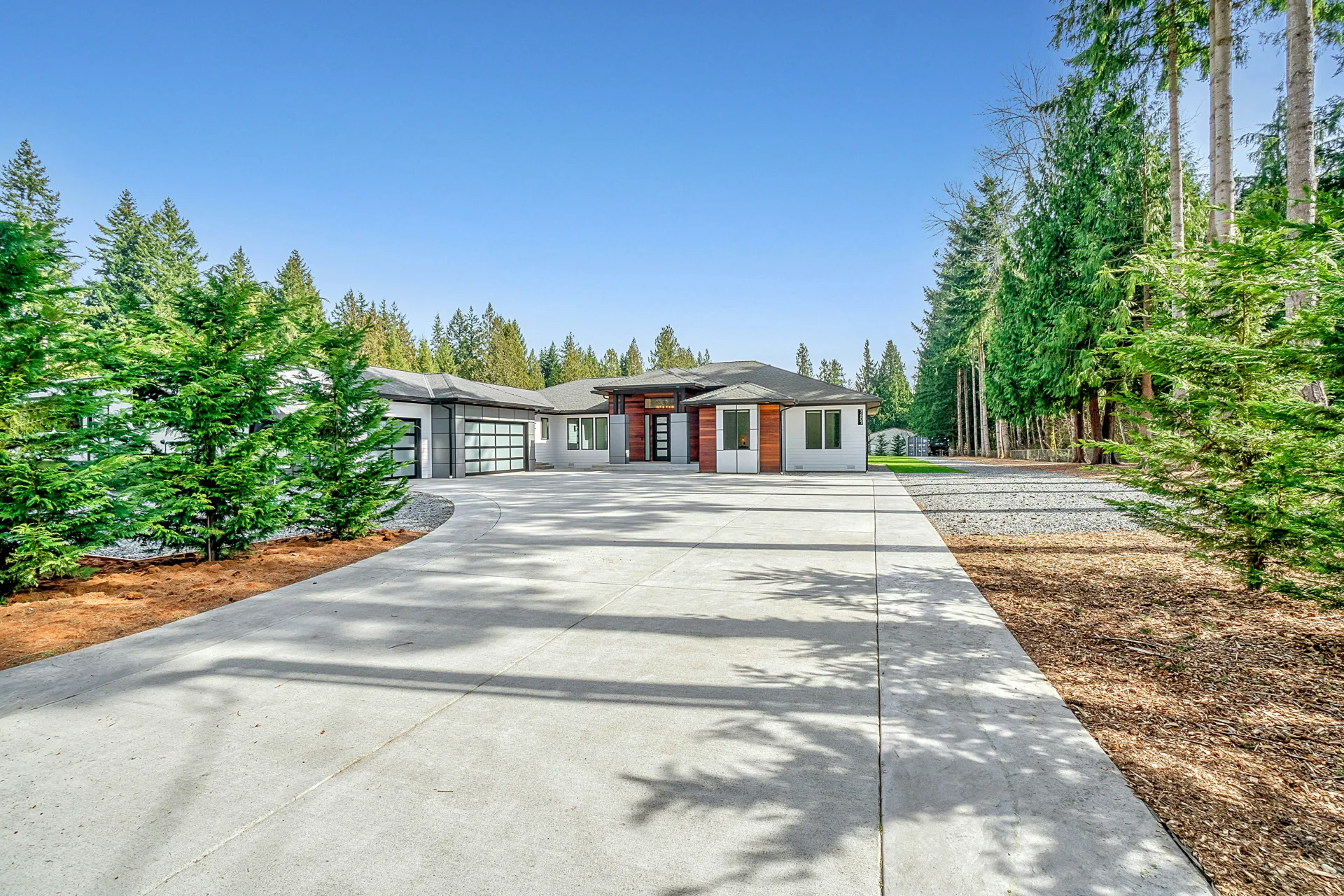 long coloured concrete driveway at a Las Vegas home