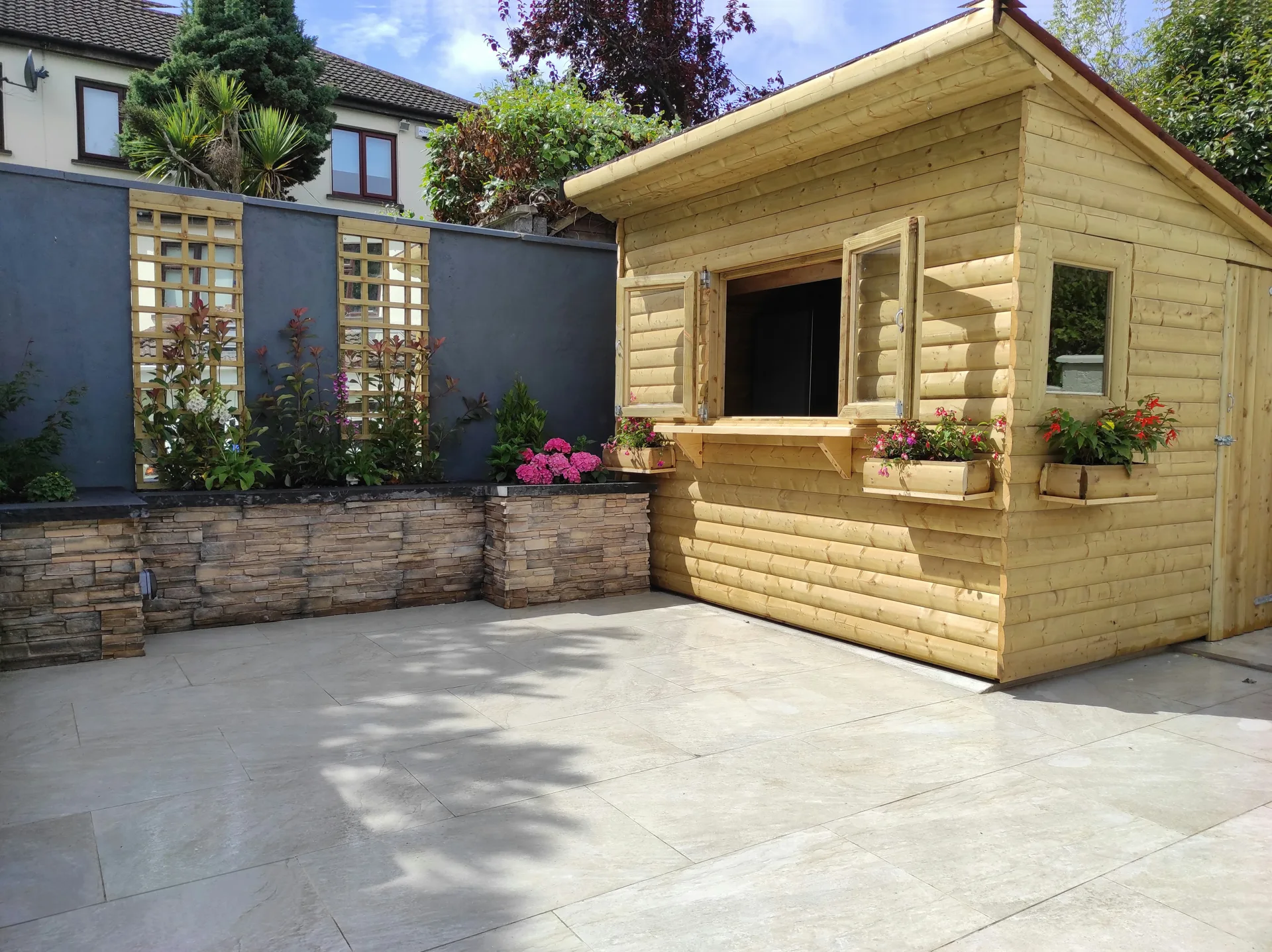 refreshed patio in a Las Vegas garden after repair