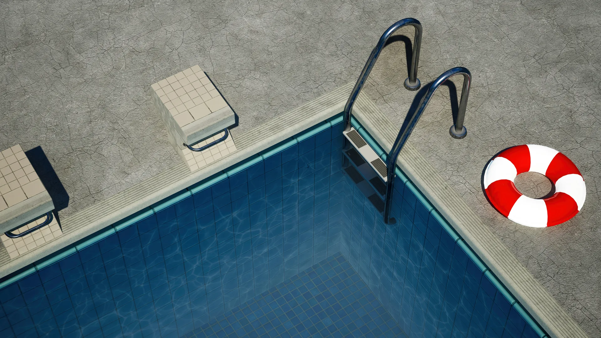 concrete pool deck with starting blocks at a Las Vegas home
