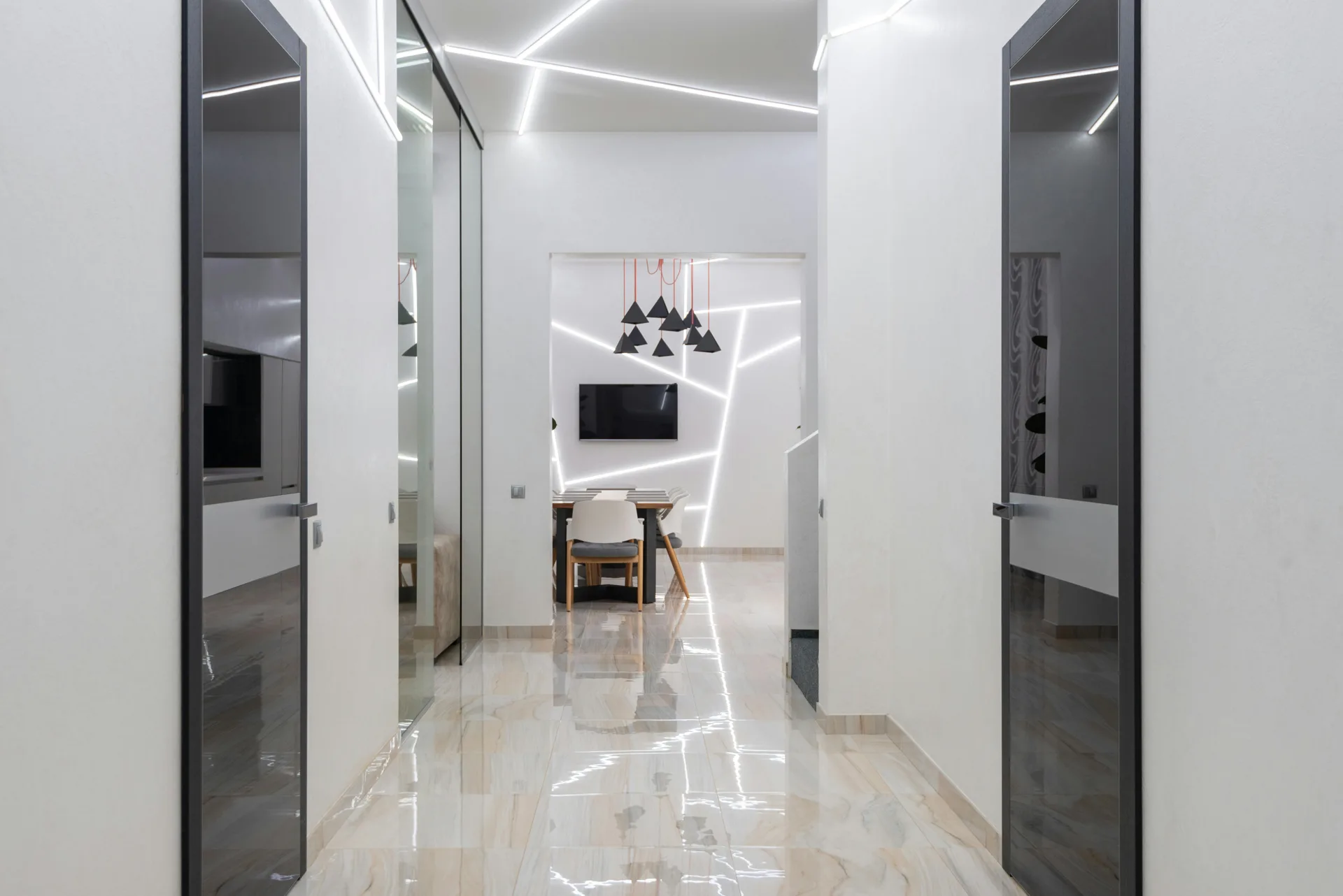 polished concrete floor in a Las Vegas hallway