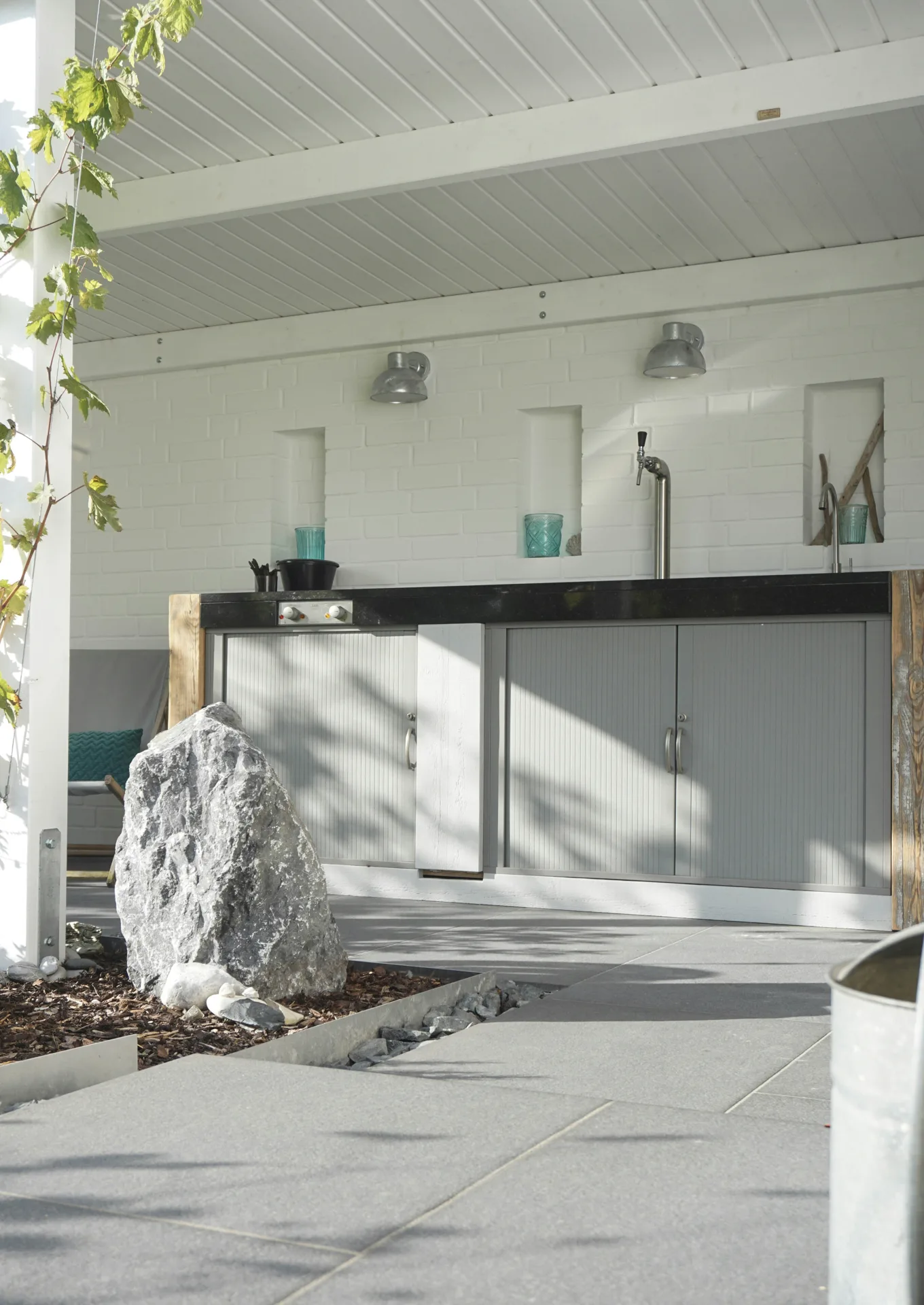polished concrete outdoor bar counter at a Las Vegas home
