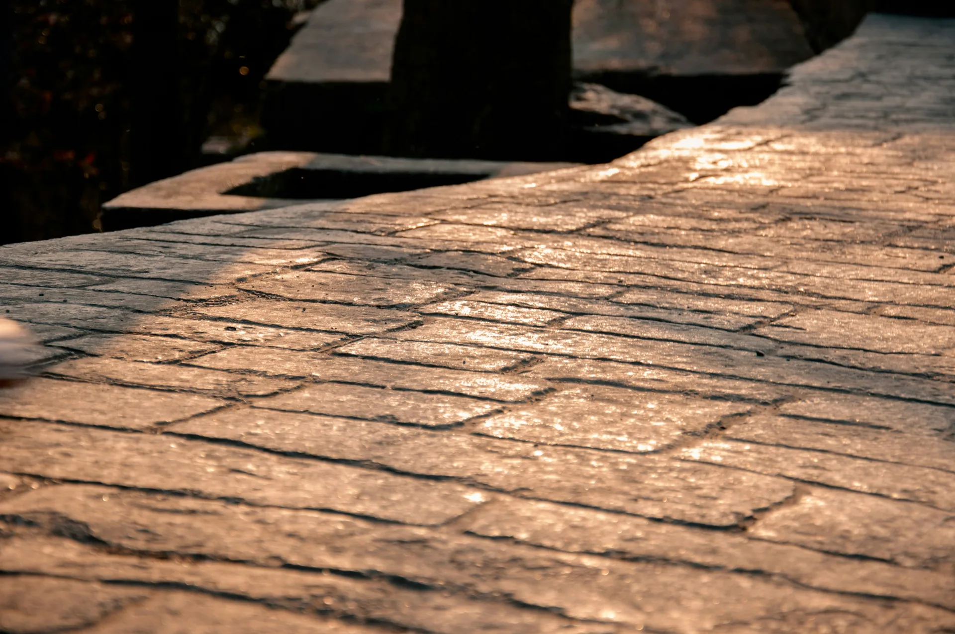 stamped concrete walkway finished at golden hour in Las Vegas