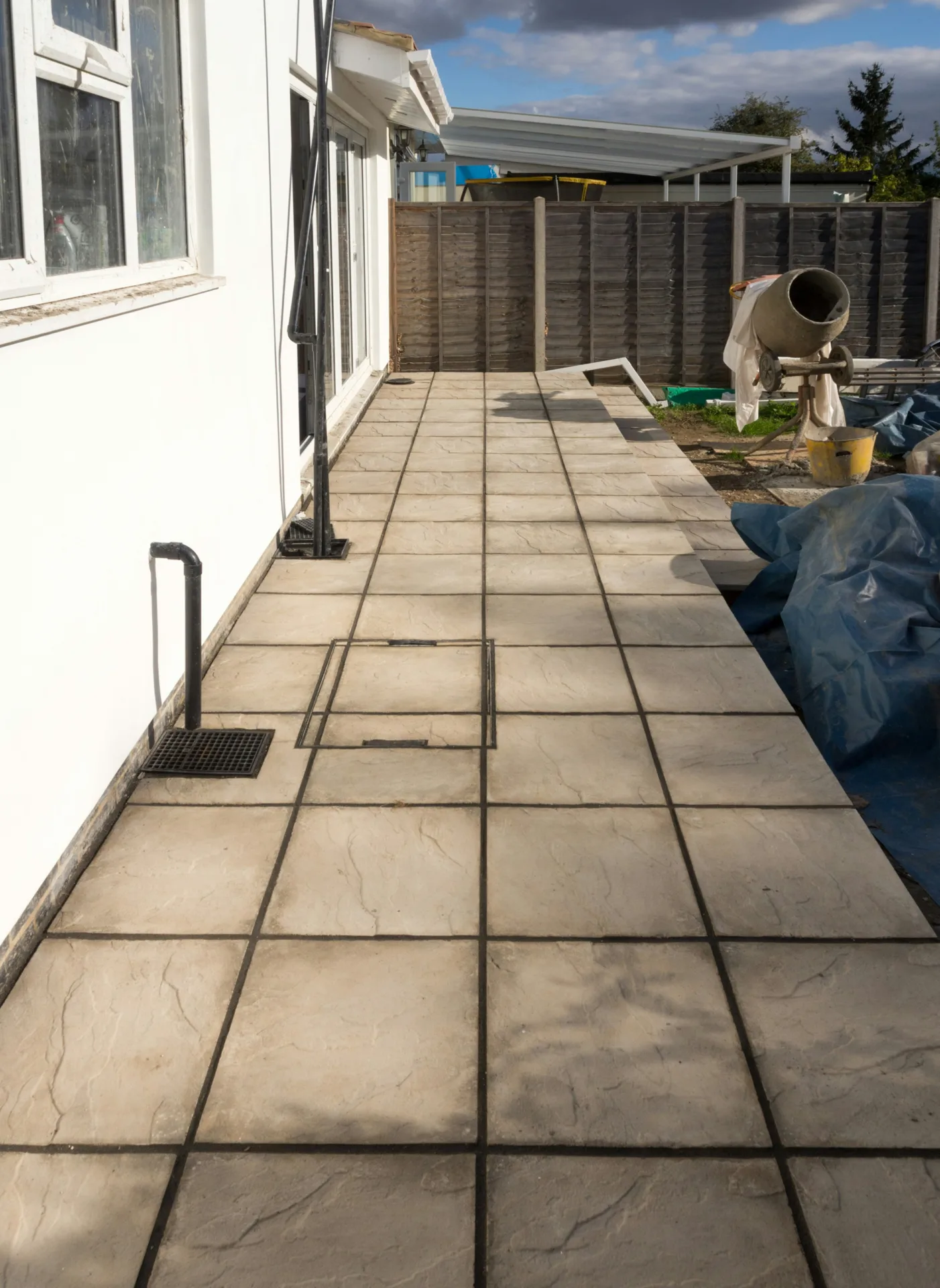 concrete walkway installation along the side yard of a Las Vegas home